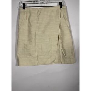 Sezane Ecru Textured Cotton Wrap Mini Skirt Cream Size 38 US 6